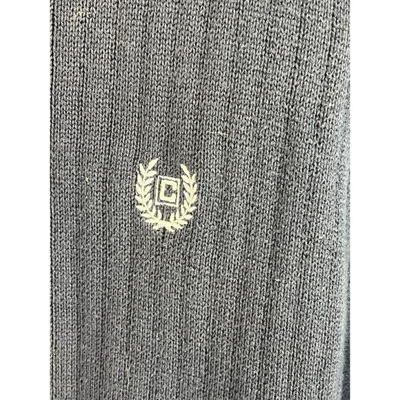 Chaps Logo Mens V Neck Sweater Vest Large Navy Blue Cotton Ribbed Hem Pullover - Picture 3 of 6